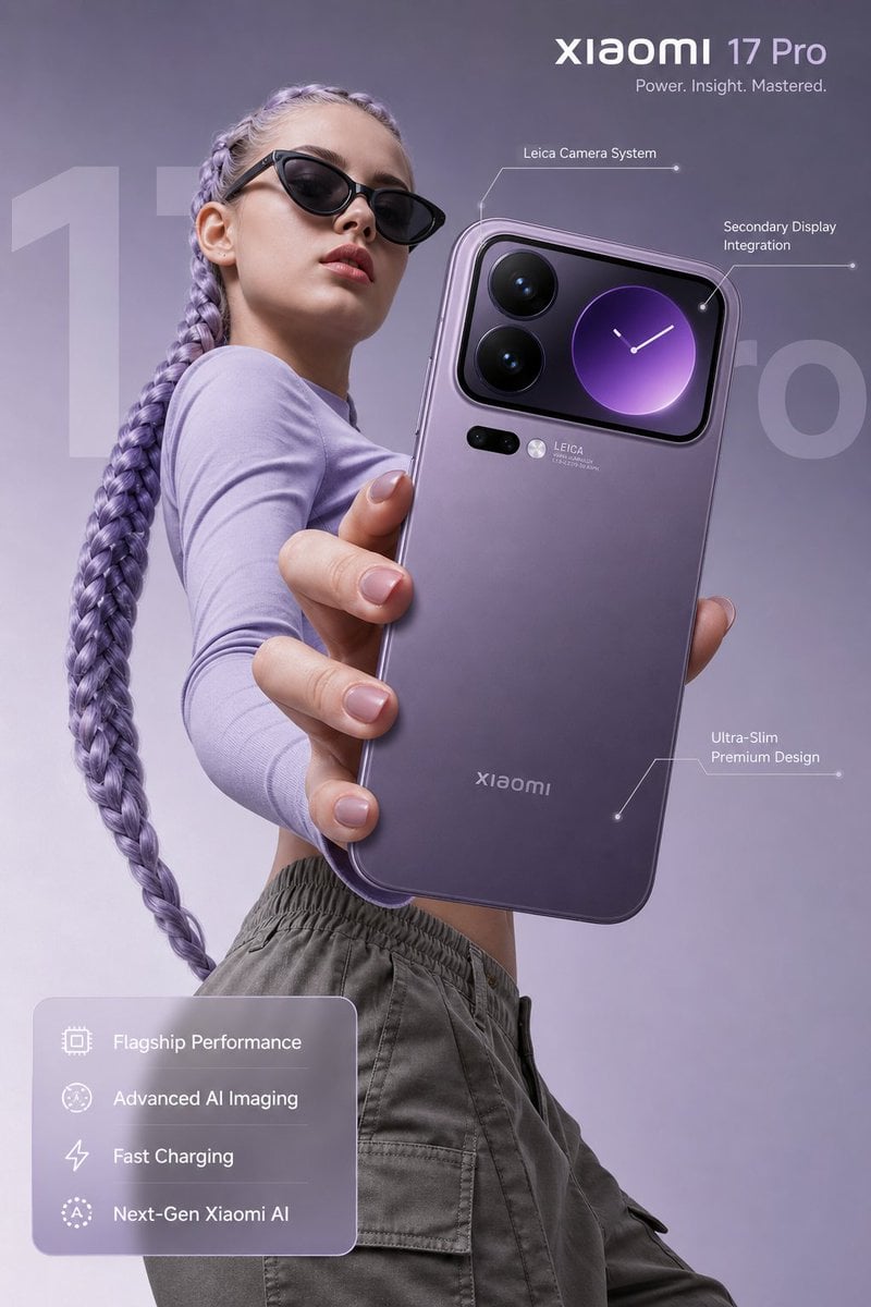 Ultra-realistic premium smartphone advertisement, featuring a confident young wo…