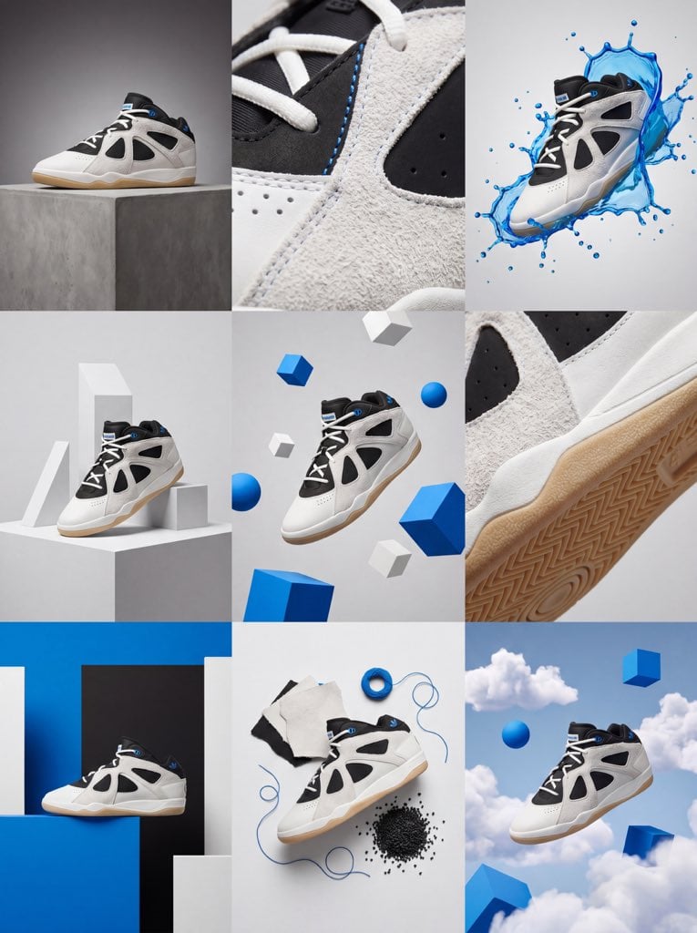 Create a 3×3 grid in 3:4 aspect ratio for a high-end commercial marketing campai…