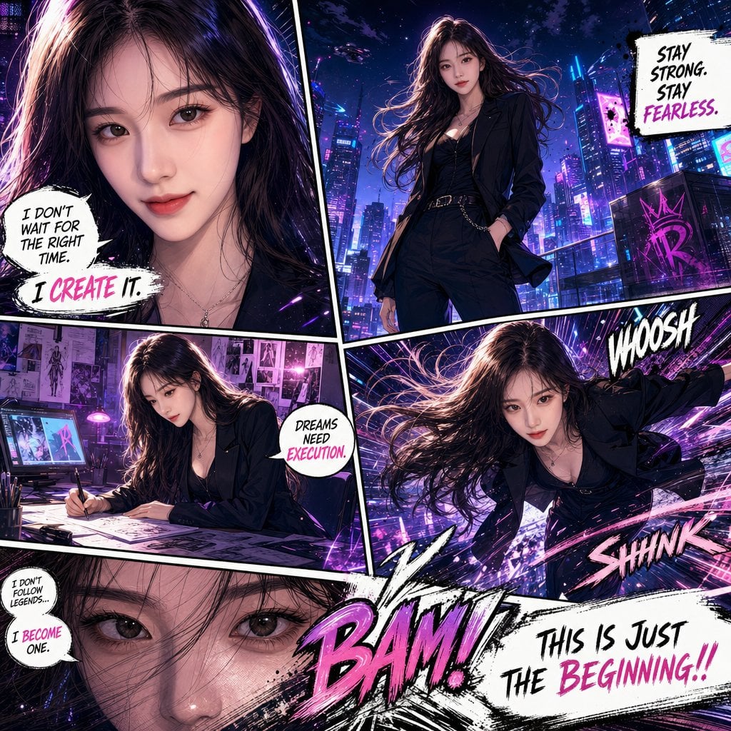 Create a full-page ultra-detailed colored manga illustration based on the provid…