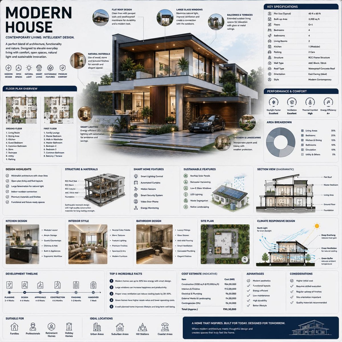 Create a premium square “reference-style architectural infographic” centered aro…