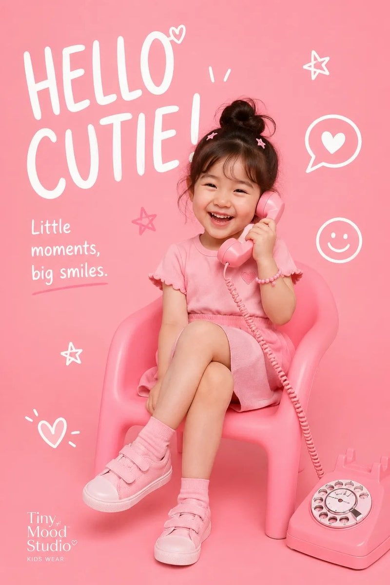 Create a premium playful kids-fashion editorial poster for [Brand Name]. TOPIC: …