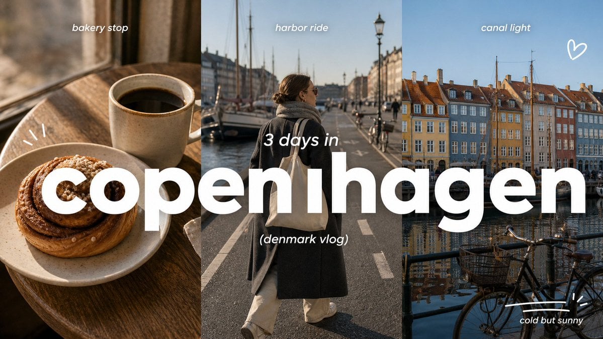 Create a 9:16 image in the "Clean Triptych Travel Vlog Thumbnail" style. Subject…