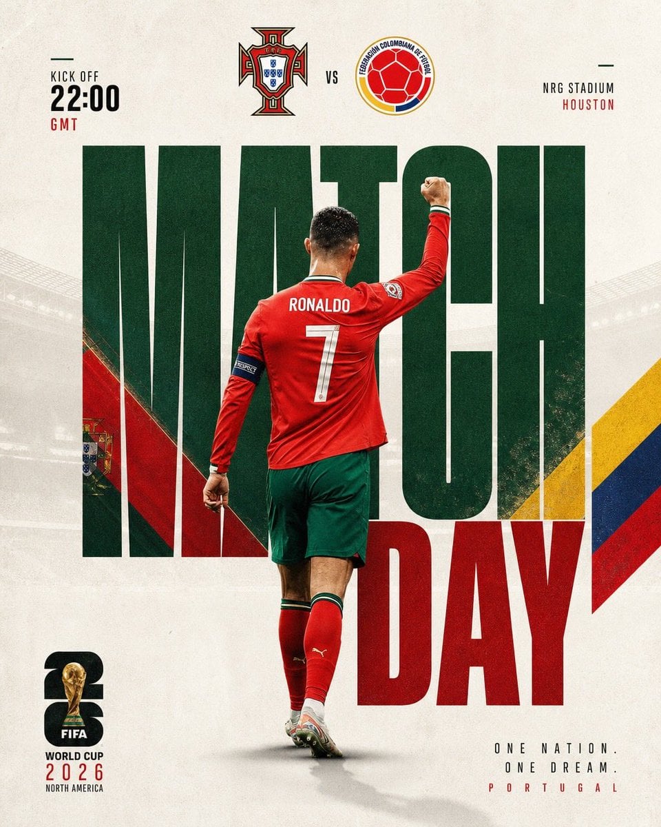 Ultra-realistic football match day poster design, Cristiano Ronaldo seen from th…
