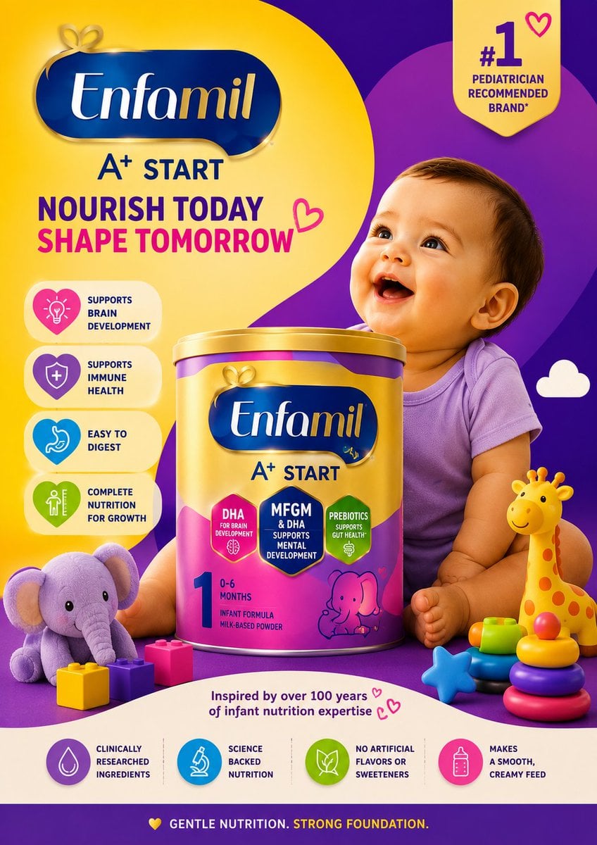 Ultra-premium commercial baby formula advertisement poster for a famous infant m… (2)