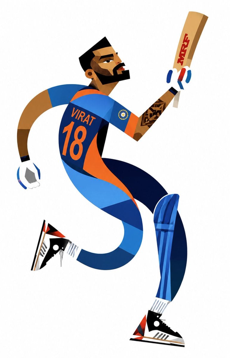 Create a stylized geometric cubist sports illustration poster featuring four leg…