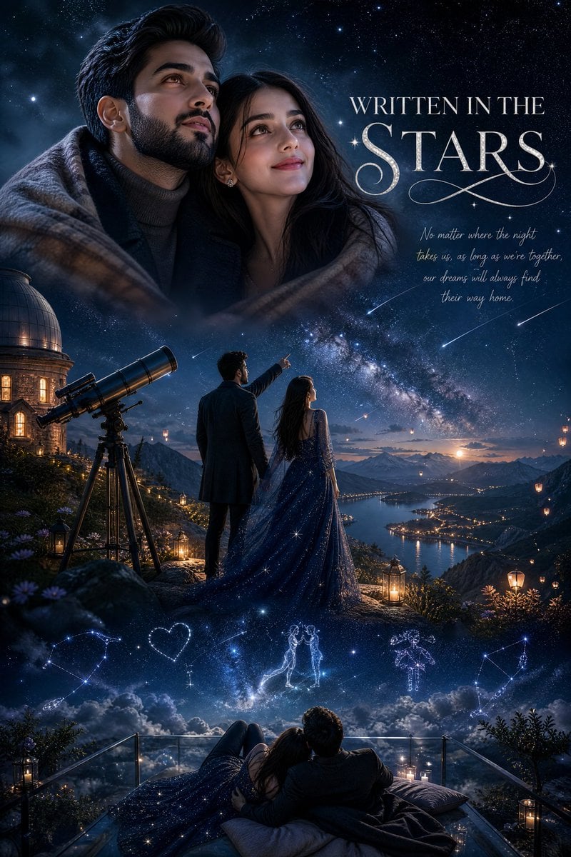 Ultra-Realistic Romantic Couple Poster – "Stargazers" Ultra-realistic cinematic …