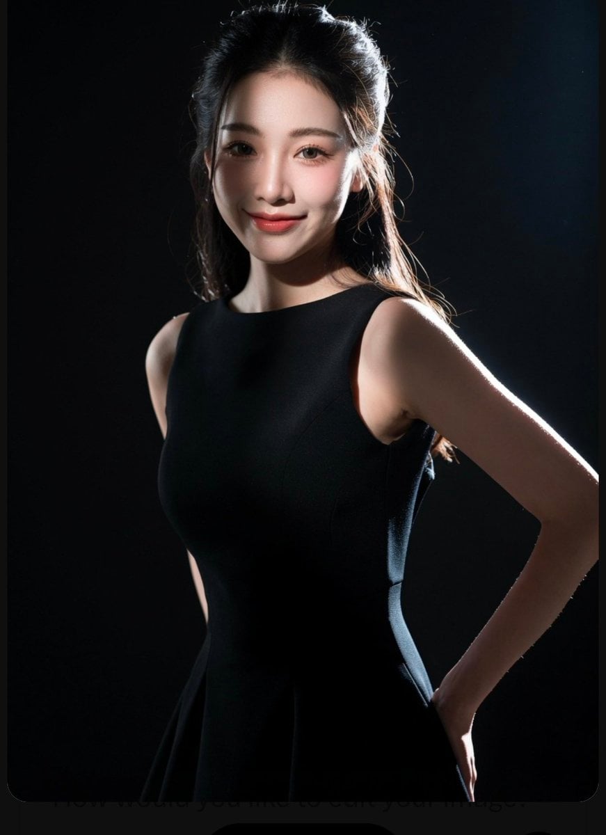 Create a high-end, cinematic studio portrait featuring an elegant East Asian wom…