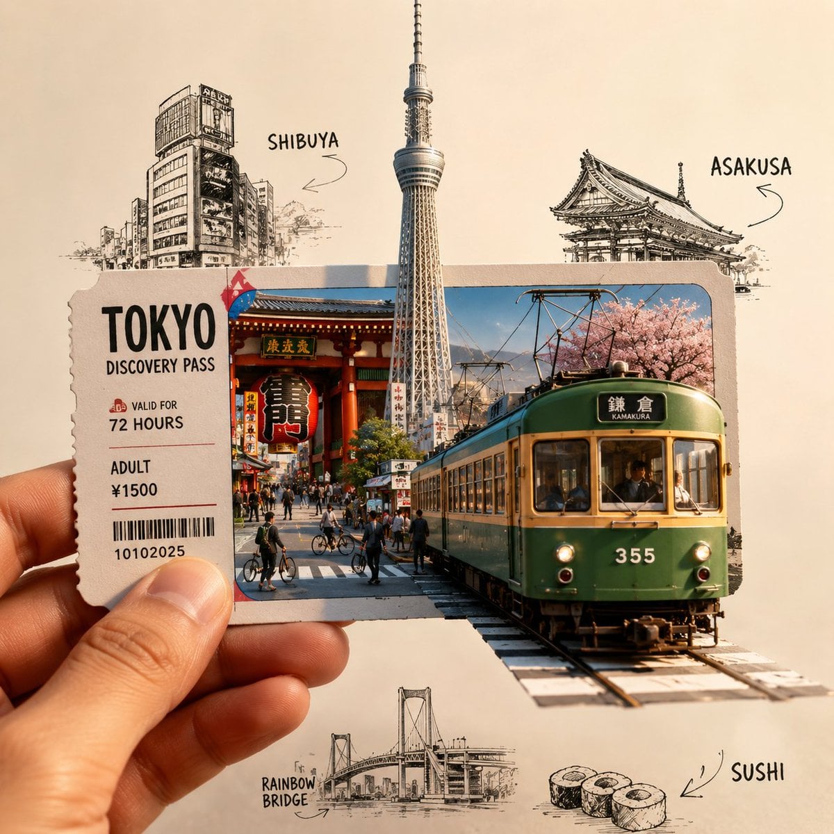 Create a highly detailed, premium travel-art illustration featuring a hand holdi… (3)