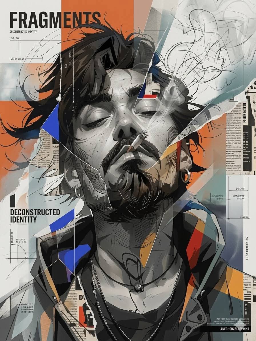 Ultra-detailed futuristic editorial mixed-media portrait blending hyper-realisti…