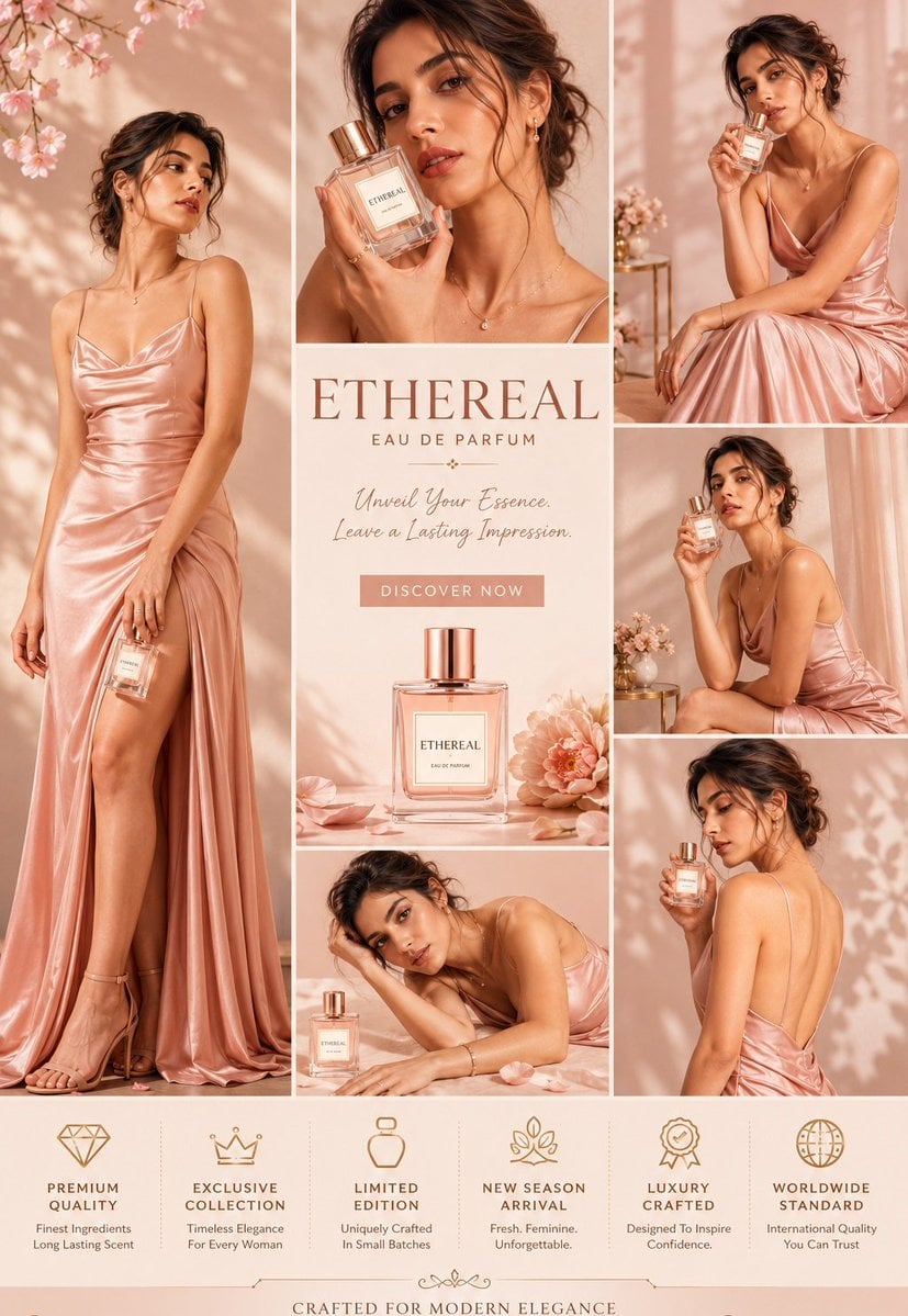 Ultra-premium luxury fashion advertisement collage, 4:5 vertical magazine campai…