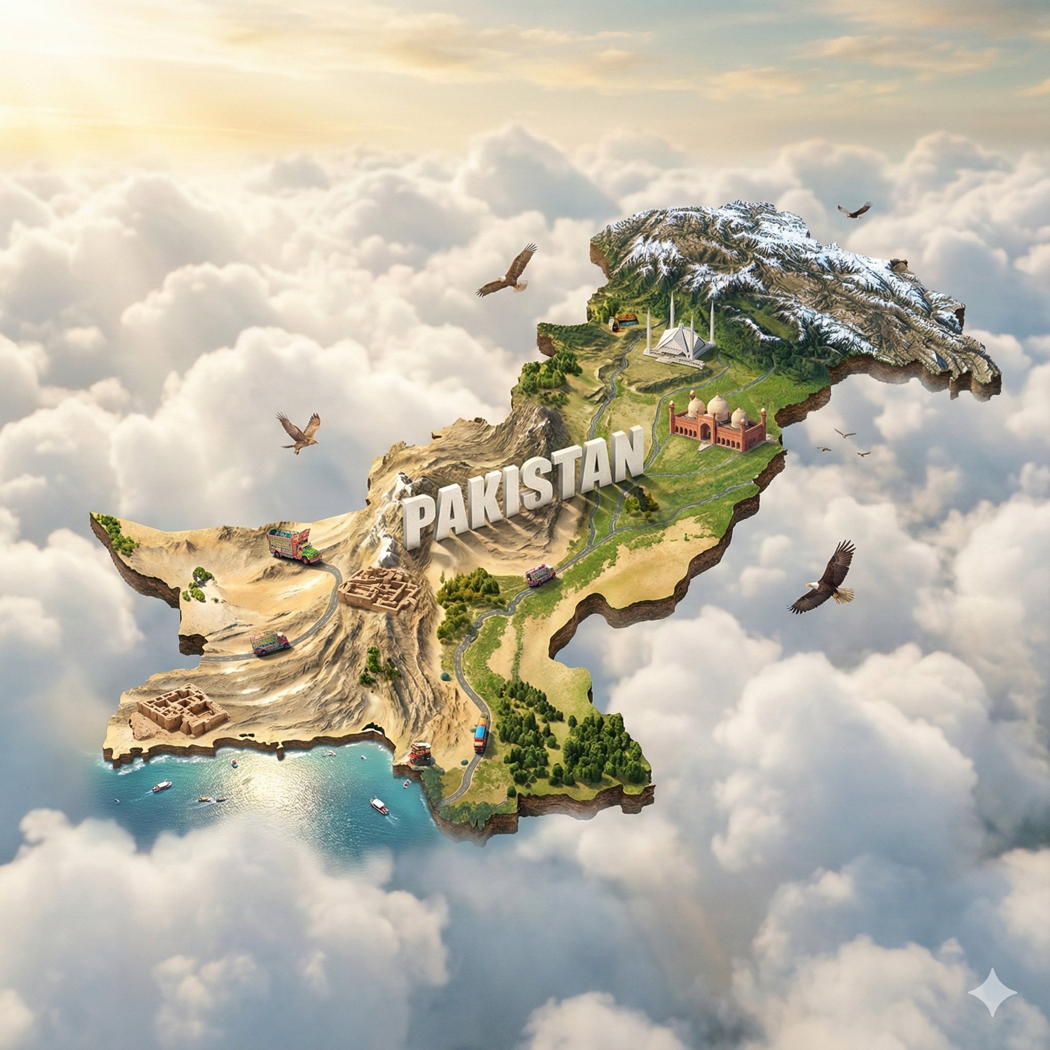 Digital Poster of a Floating Miniature Island World Shaped Like [COUNTRY]؛ محتوای مرتبط هوش مصنوعی در Axeto