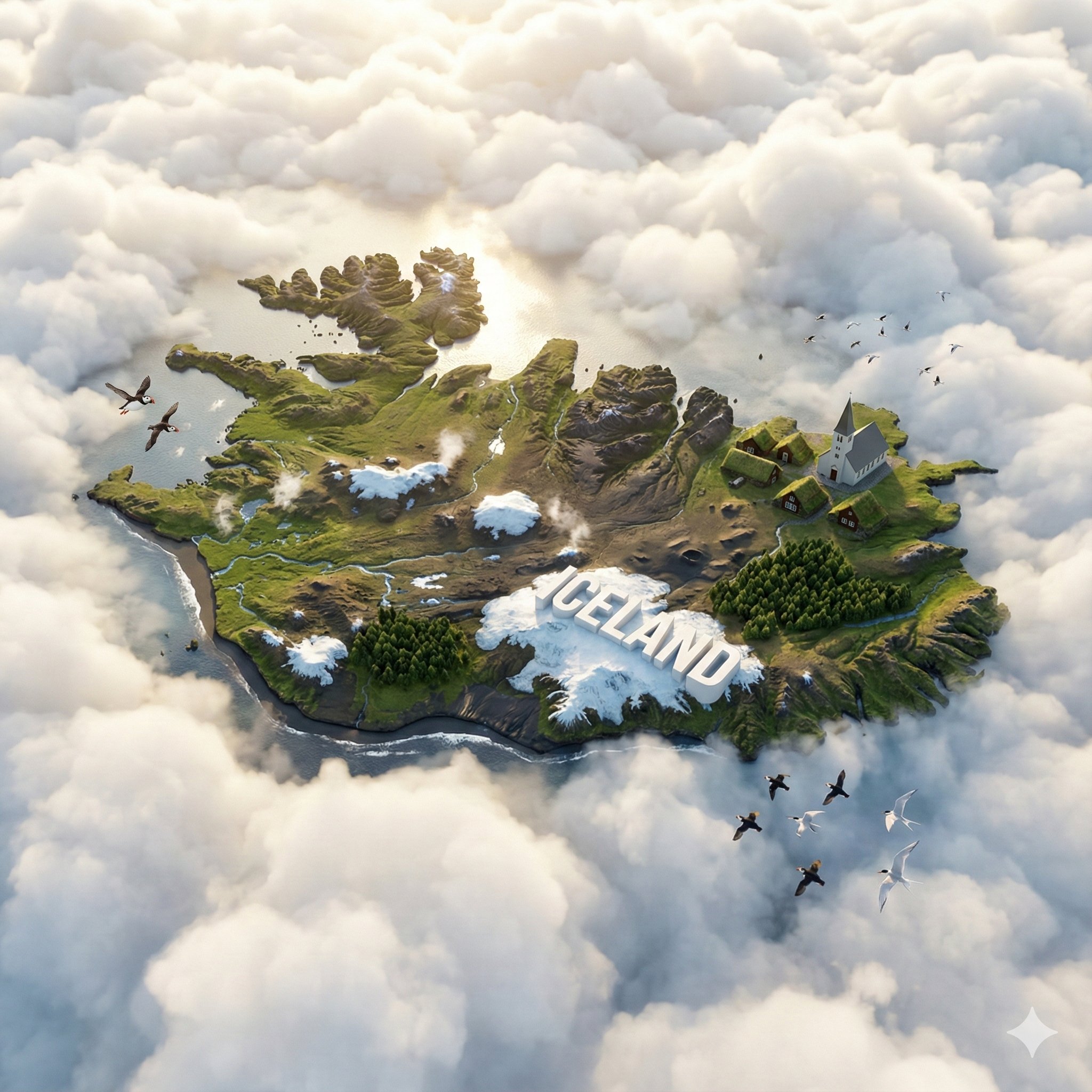 Digital Poster of a Floating Miniature Island World Shaped Like [COUNTRY] (2)؛ عکس ساخته‌شده با هوش مصنوعی و پرامپت فارسی در Axeto