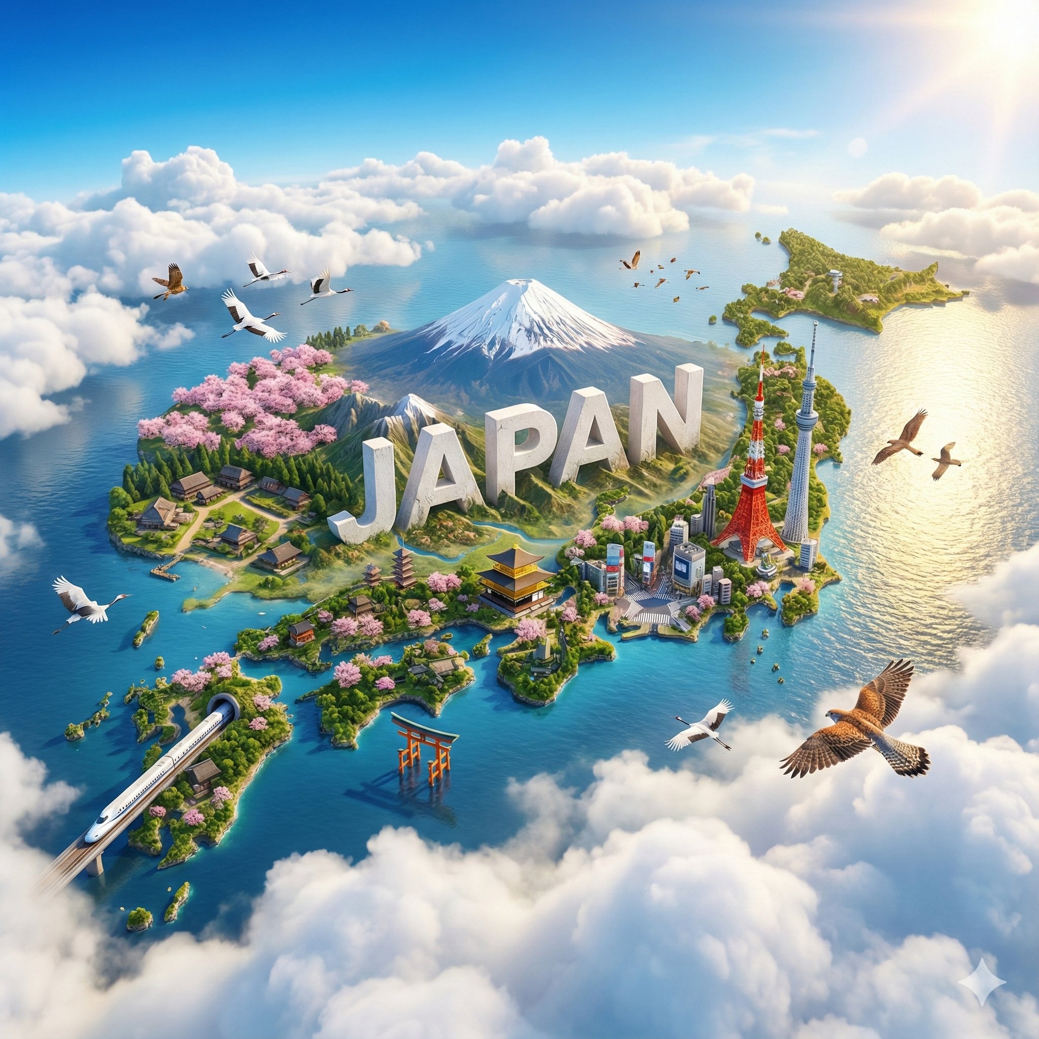 Digital Poster of a Floating Miniature Island World Shaped Like [COUNTRY] (3)؛ عکس ساخته‌شده با هوش مصنوعی و پرامپت فارسی در Axeto