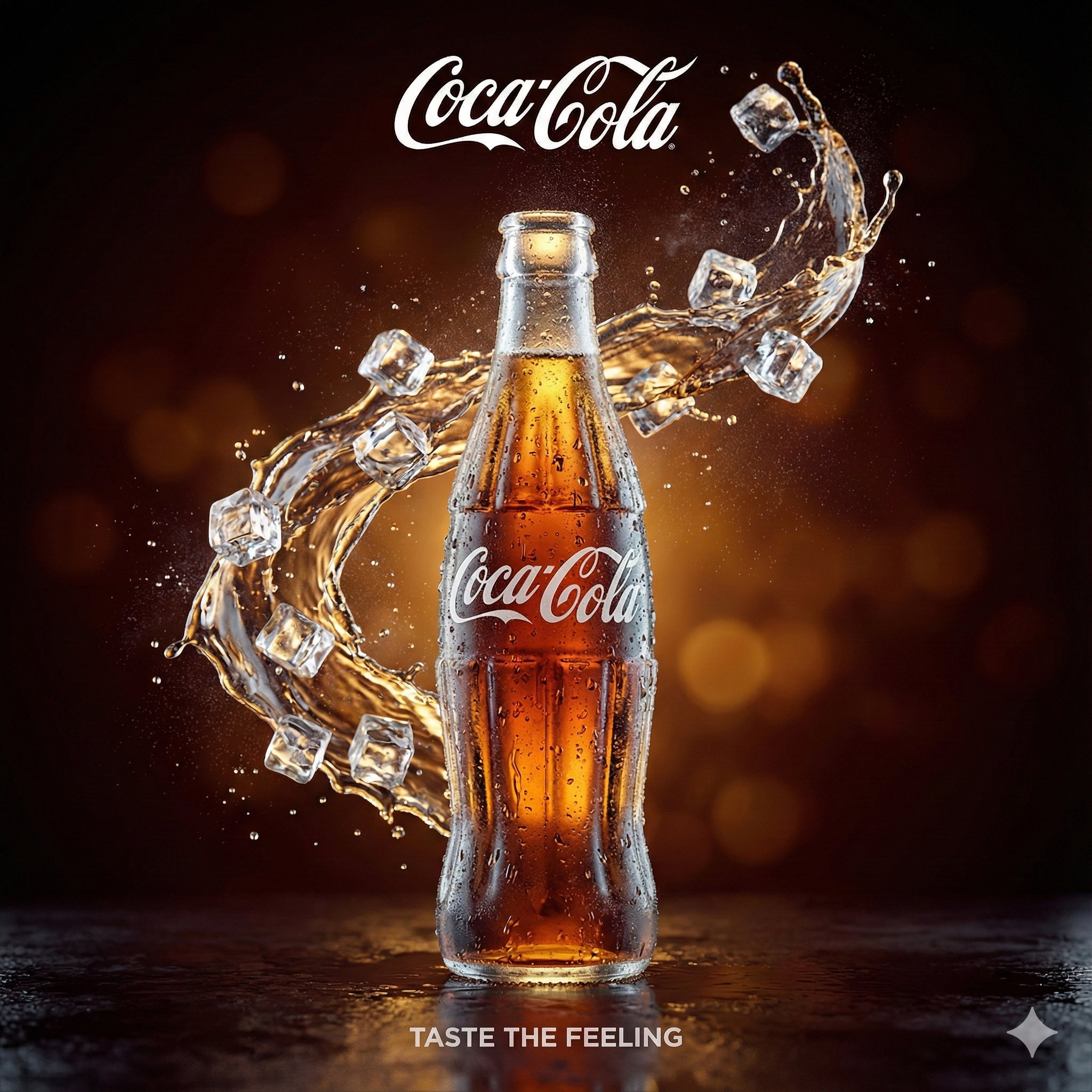 High-End Commercial Photography: Iced Coca-Cola؛ عکس ساخته‌شده با هوش مصنوعی و پرامپت فارسی در Axeto