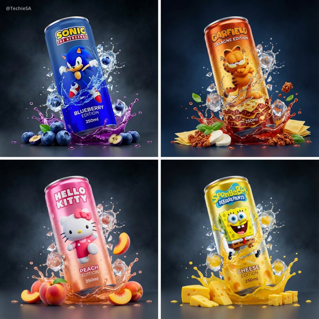 Cartoon Drinks by NANO BANANA PRO؛ عکس ساخته‌شده با هوش مصنوعی و پرامپت فارسی در Axeto