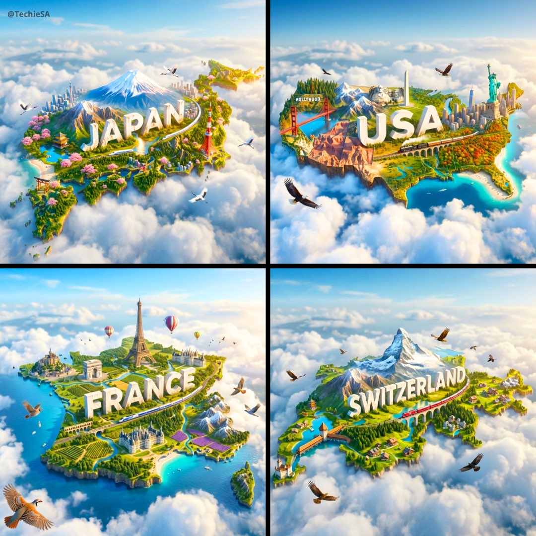 Floating Miniature Island Digital Poster؛ عکس ساخته‌شده با هوش مصنوعی و پرامپت فارسی در Axeto
