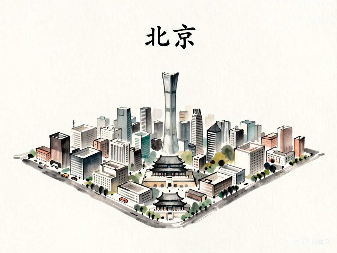 Modern Minimalist Colorful Chinese Ink City Illustration (1)؛ عکس ساختهشده با هوش مصنوعی و پرامپت فارسی در Axeto
