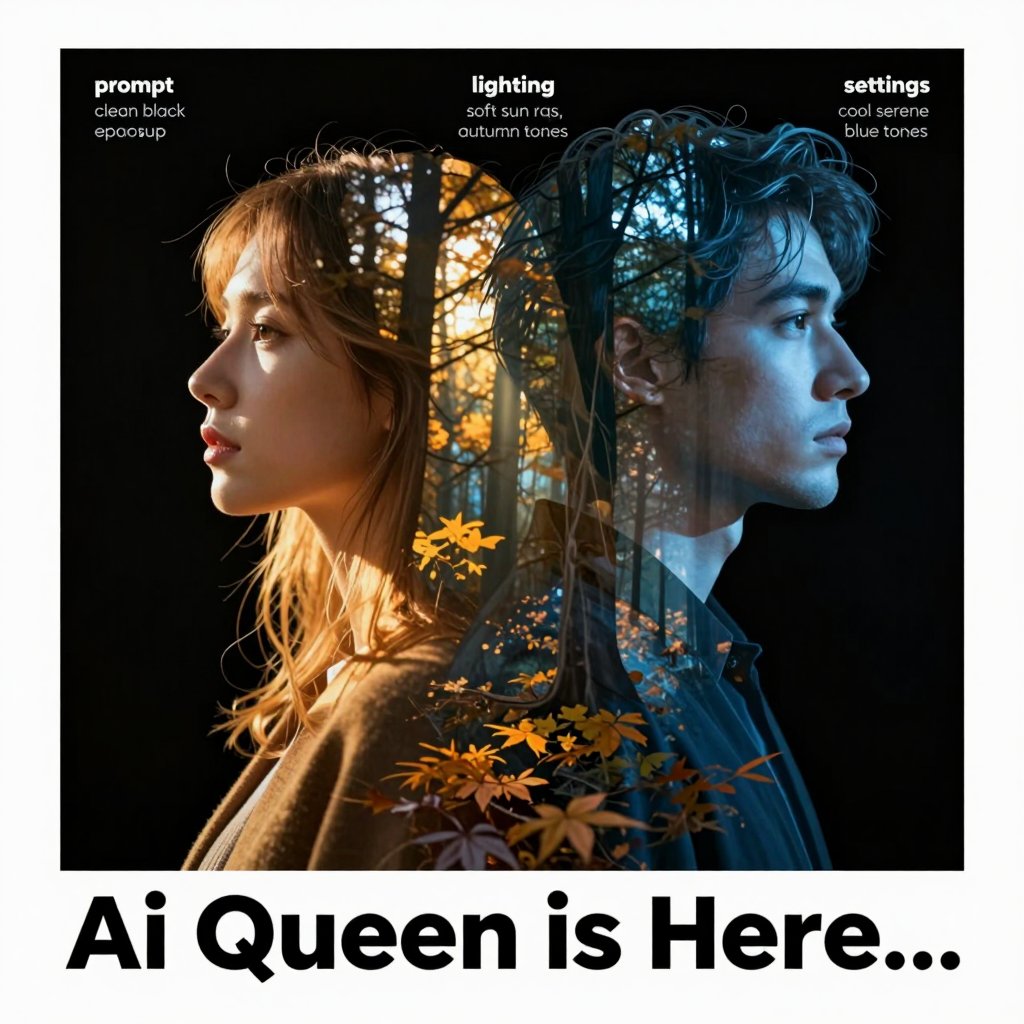 Modern Cinematic Double-Exposure Artistic Poster؛ عکس ساختهشده با هوش مصنوعی و پرامپت فارسی در Axeto