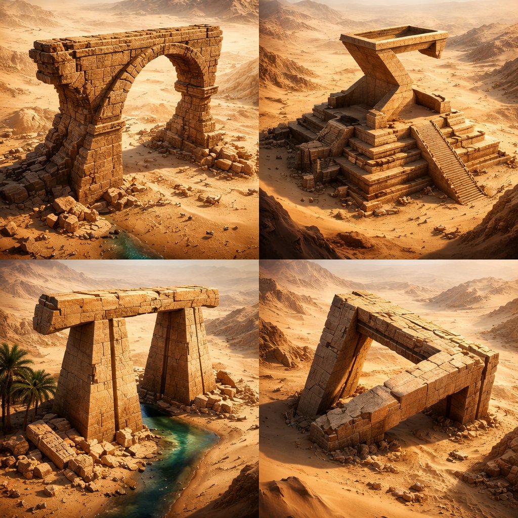 Desert Ruins of Pure Math (1)؛ عکس ساخته‌شده با هوش مصنوعی و پرامپت فارسی در Axeto