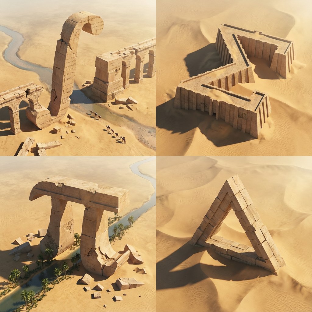 Desert Ruins of Pure Math (2)؛ عکس ساخته‌شده با هوش مصنوعی و پرامپت فارسی در Axeto