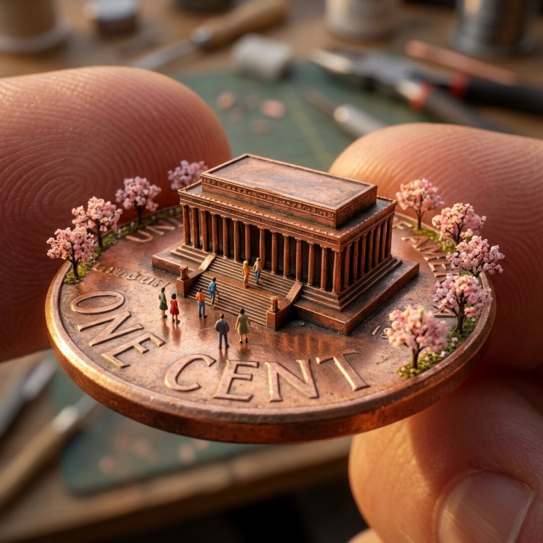 Nano Banana Pro Macro Photography on a Copper Penny؛ عکس ساخته‌شده با هوش مصنوعی و پرامپت فارسی در Axeto
