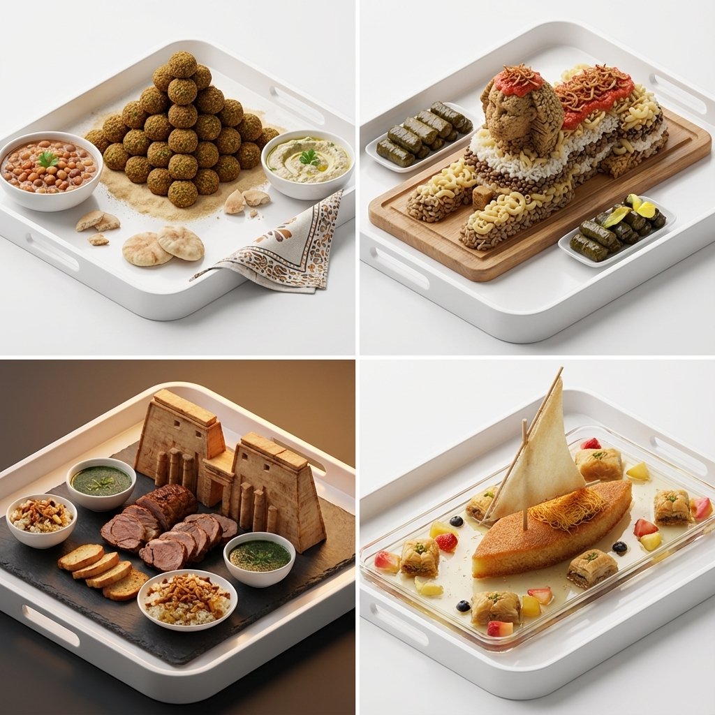 Egyptian Style Miniature Food Landscapes؛ عکس ساخته‌شده با هوش مصنوعی و پرامپت فارسی در Axeto