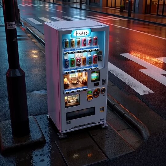 Warming Moments in a Japanese Vending Machine؛ عکس ساخته‌شده با هوش مصنوعی و پرامپت فارسی در Axeto