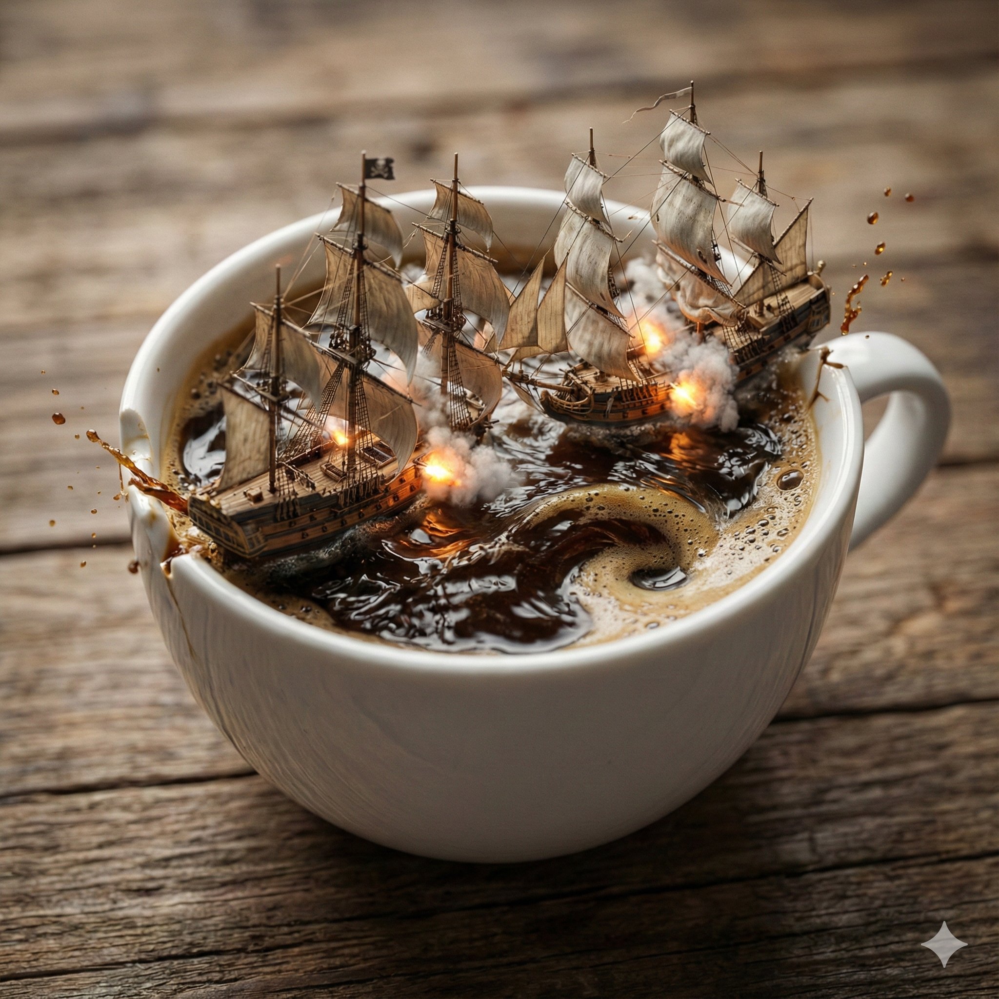 Pirate Sea Battle Inside a Coffee Cup؛ محتوای مرتبط هوش مصنوعی در Axeto