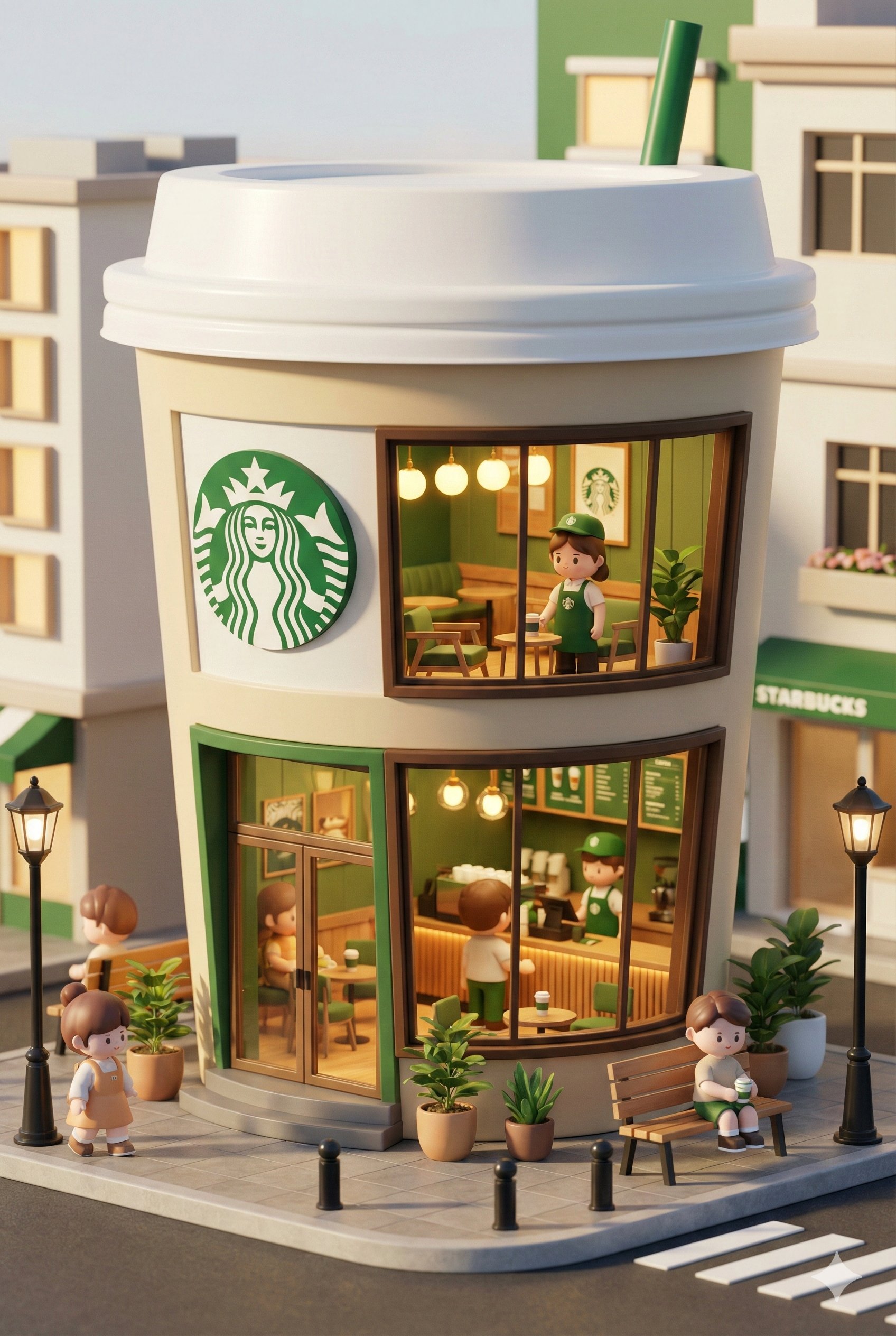 Starbucks Mini Concept Store: 3D Chibi Style (1)؛ عکس ساخته‌شده با هوش مصنوعی و پرامپت فارسی در Axeto