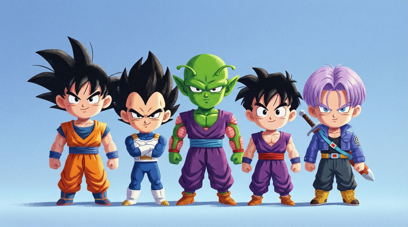 Nano Banana Pro - Dragon Ball Z Style Q-version Pseudo 3D Illustration (2)؛ عکس ساخته‌شده با هوش مصنوعی و پرامپت فارسی در Axeto