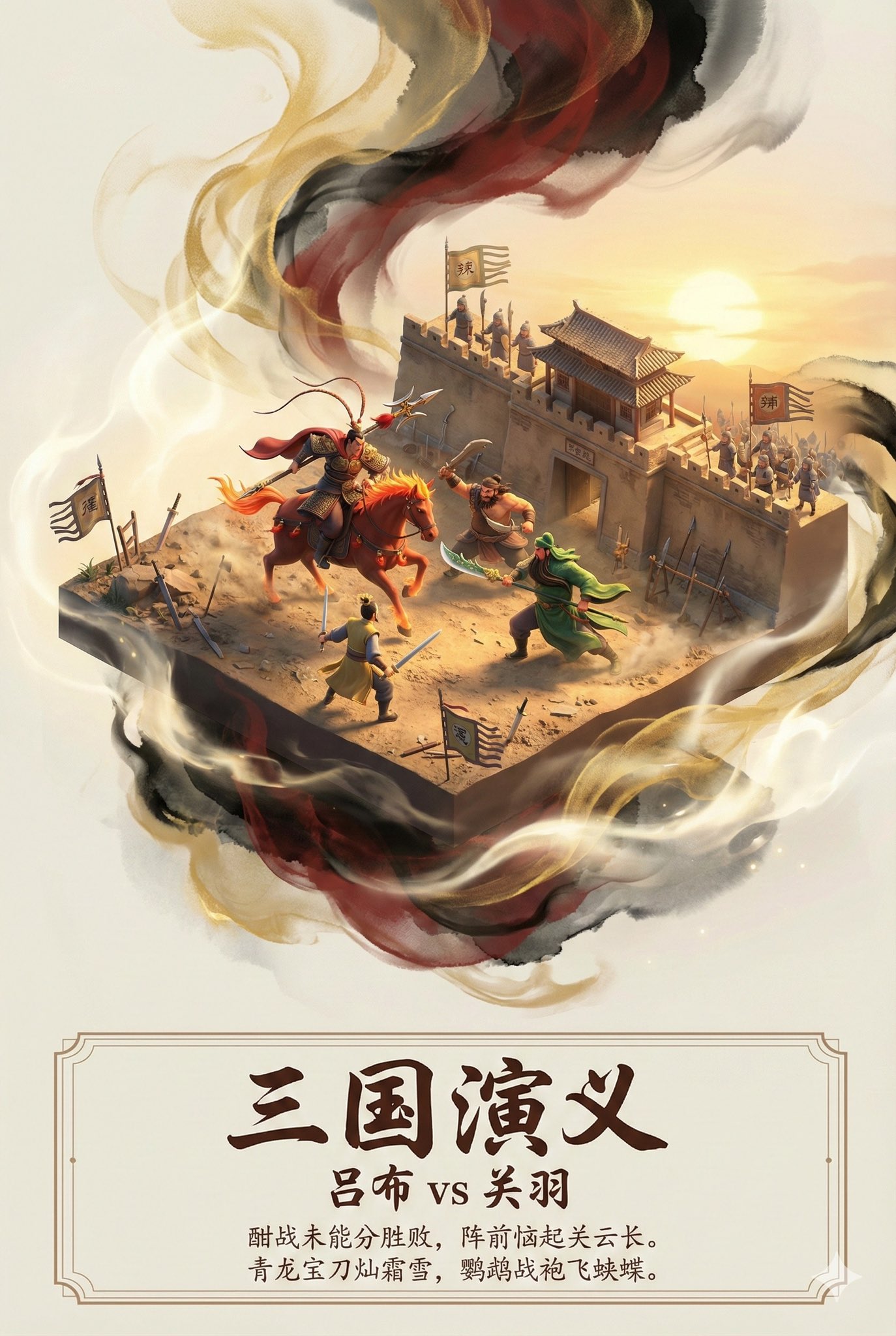 3D Poster Design for 'Romance of the Three Kingdoms' Classic Scene (2)؛ عکس ساخته‌شده با هوش مصنوعی و پرامپت فارسی در Axeto
