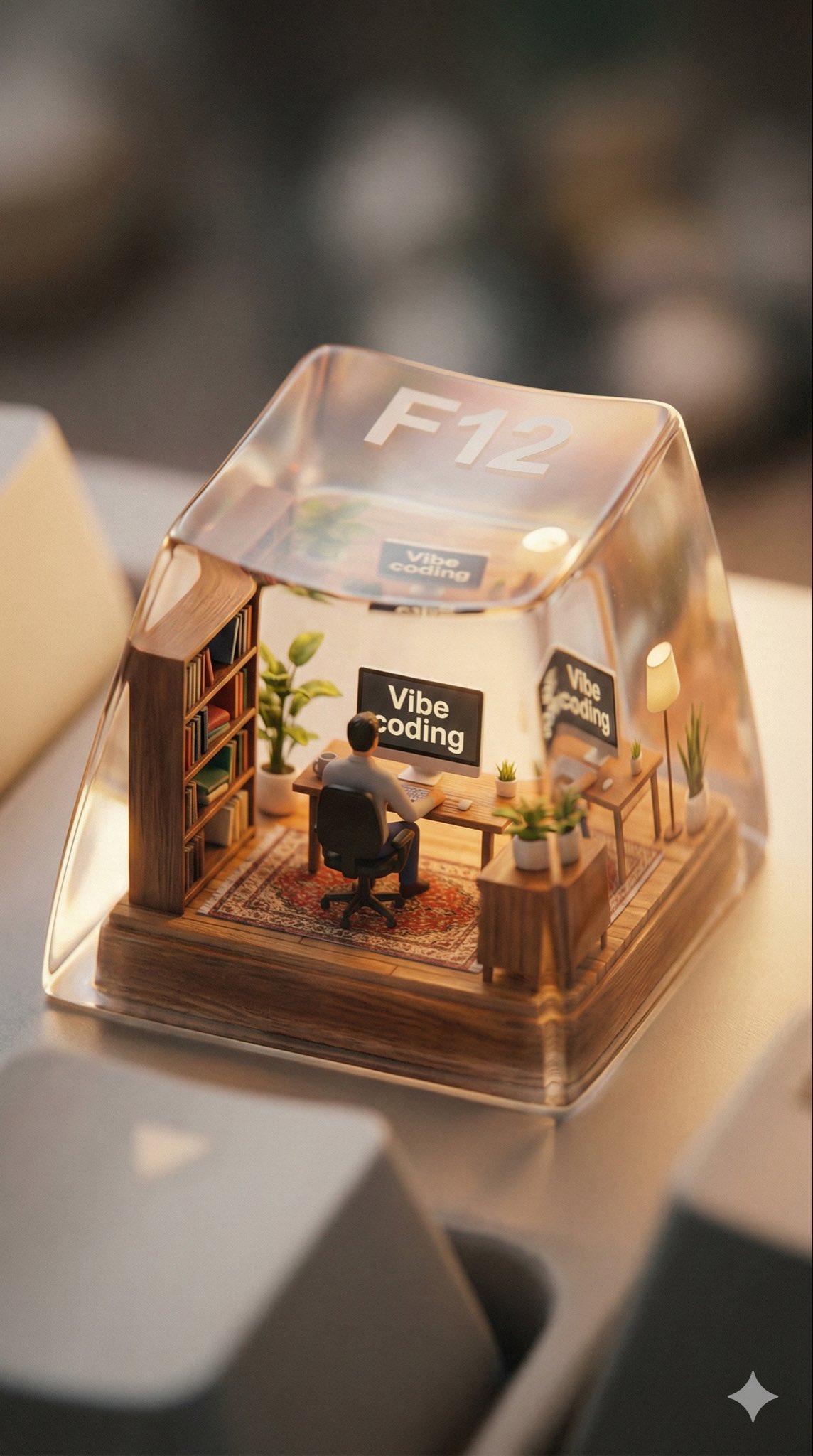 Programmer's F12 Keycap Miniature Scene؛ عکس ساخته‌شده با هوش مصنوعی و پرامپت فارسی در Axeto