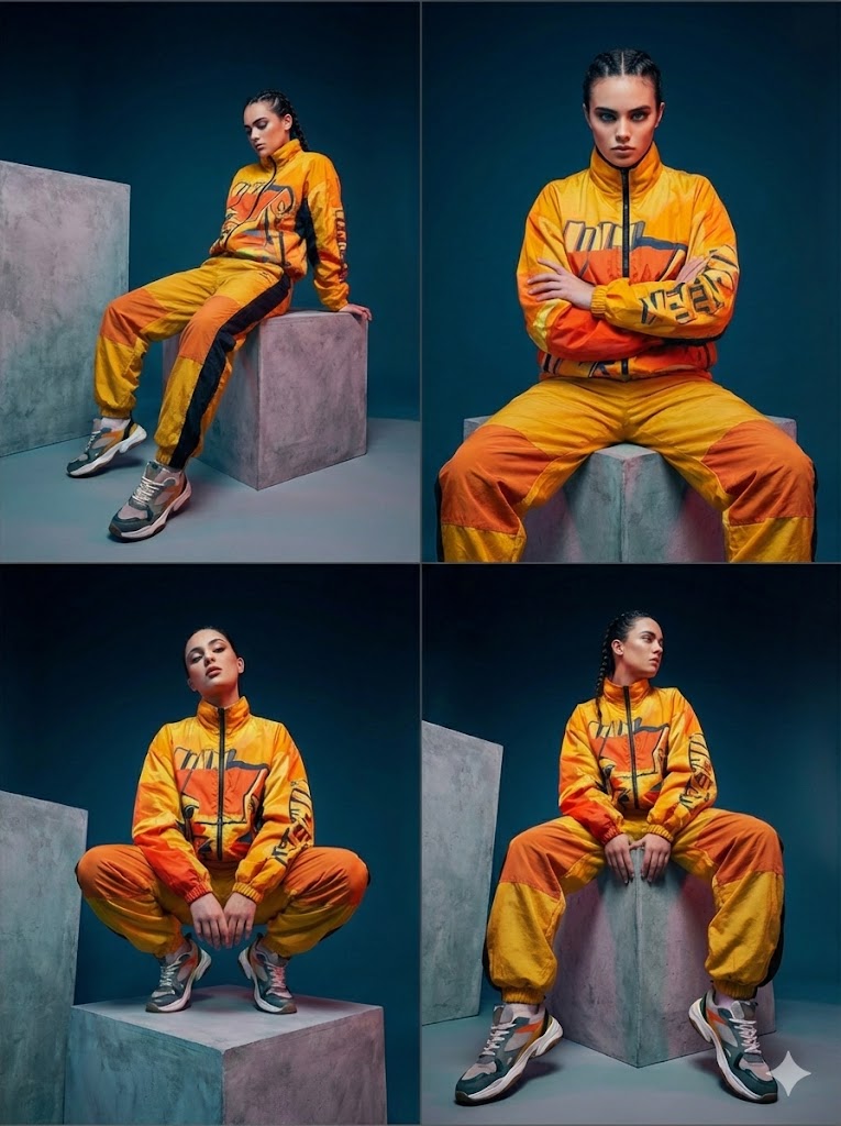 Four-panel grid photograph with consistent model theme؛ محتوای مرتبط هوش مصنوعی در Axeto