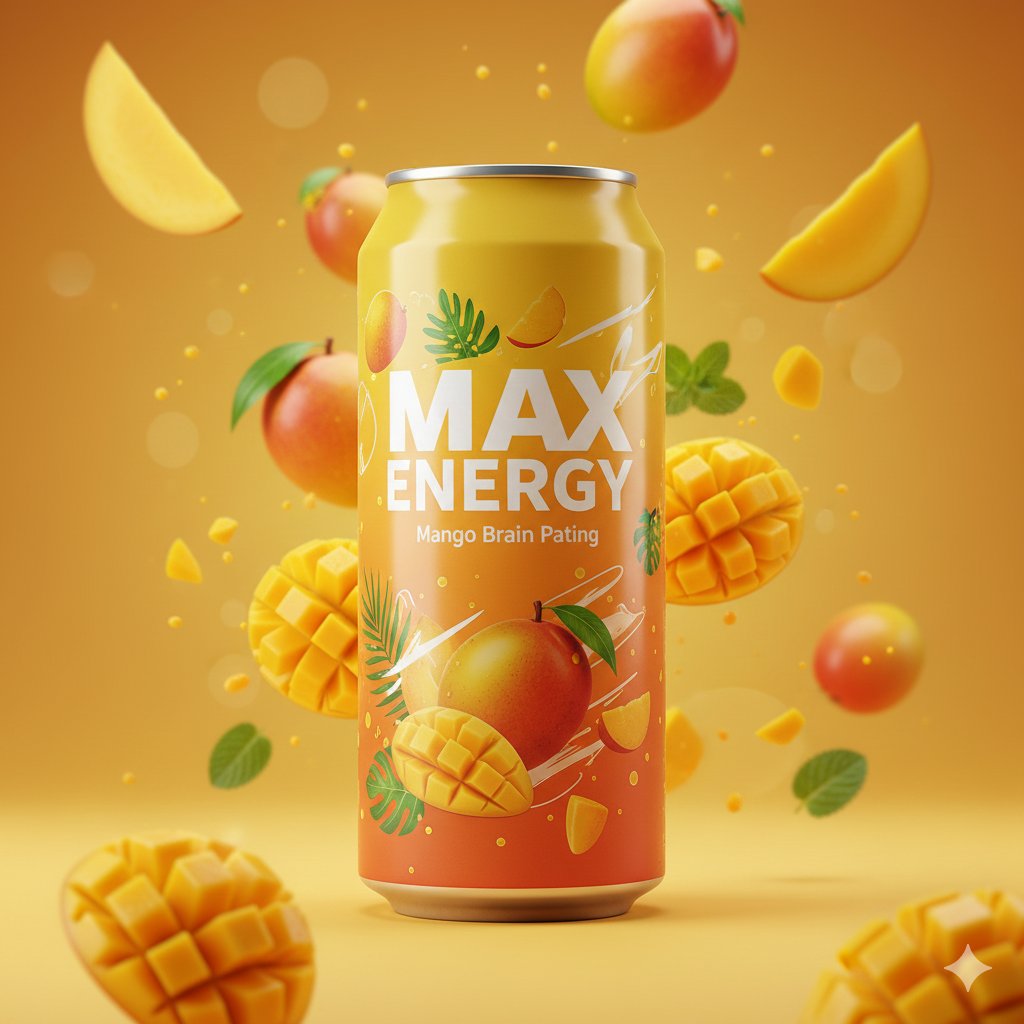 Premium Mango Energy Drink Can Photo؛ محتوای مرتبط هوش مصنوعی در Axeto
