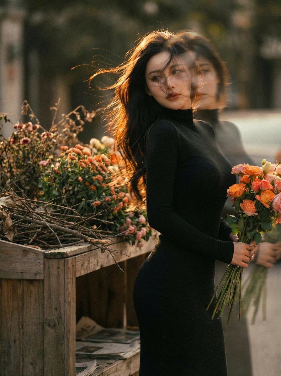 Dreamy Outdoor Flower Stand Double Exposure Portrait (video)؛ محتوای مرتبط هوش مصنوعی در Axeto