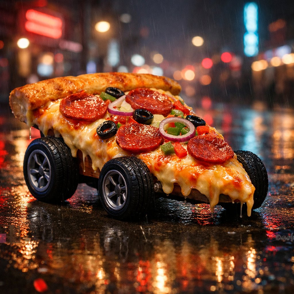 Surreal Pizza Slice Transformed into a Car (video)؛ محتوای مرتبط هوش مصنوعی در Axeto
