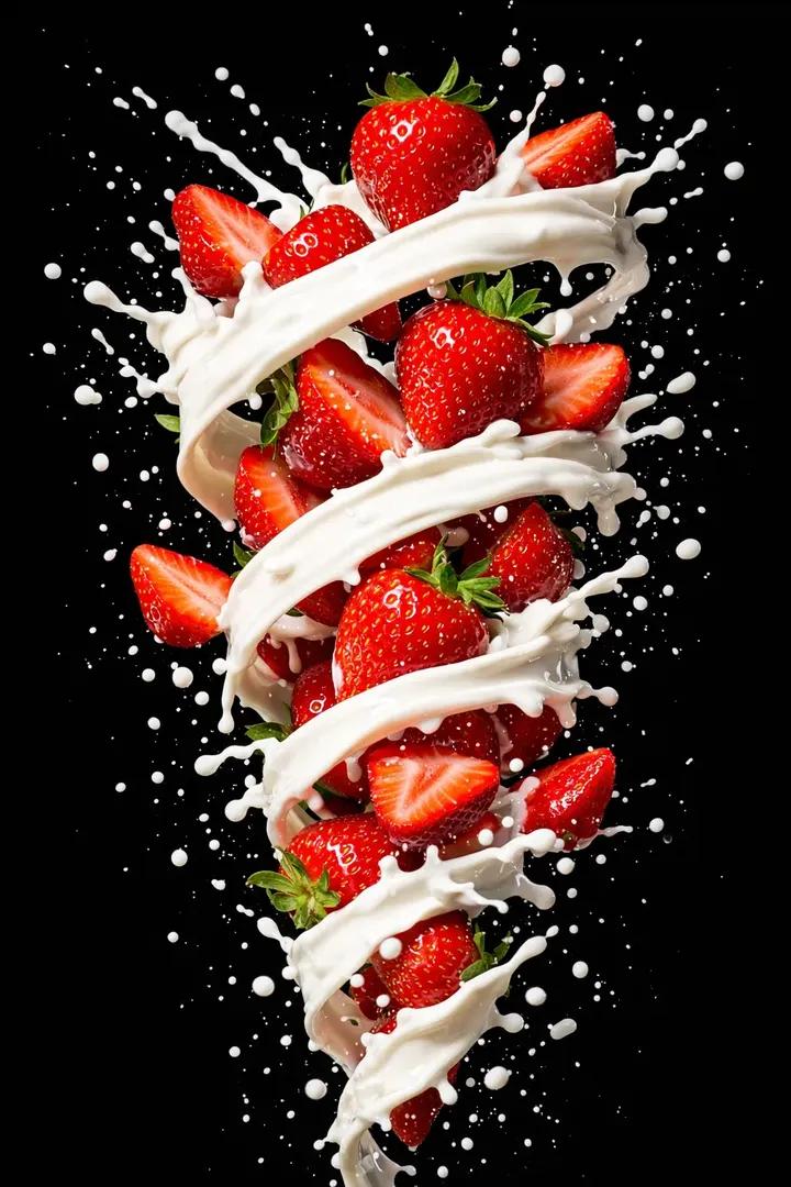 Ultra-Realistic High-Speed Studio Food Photography of Strawberry Tornado (video)؛ محتوای مرتبط هوش مصنوعی در Axeto