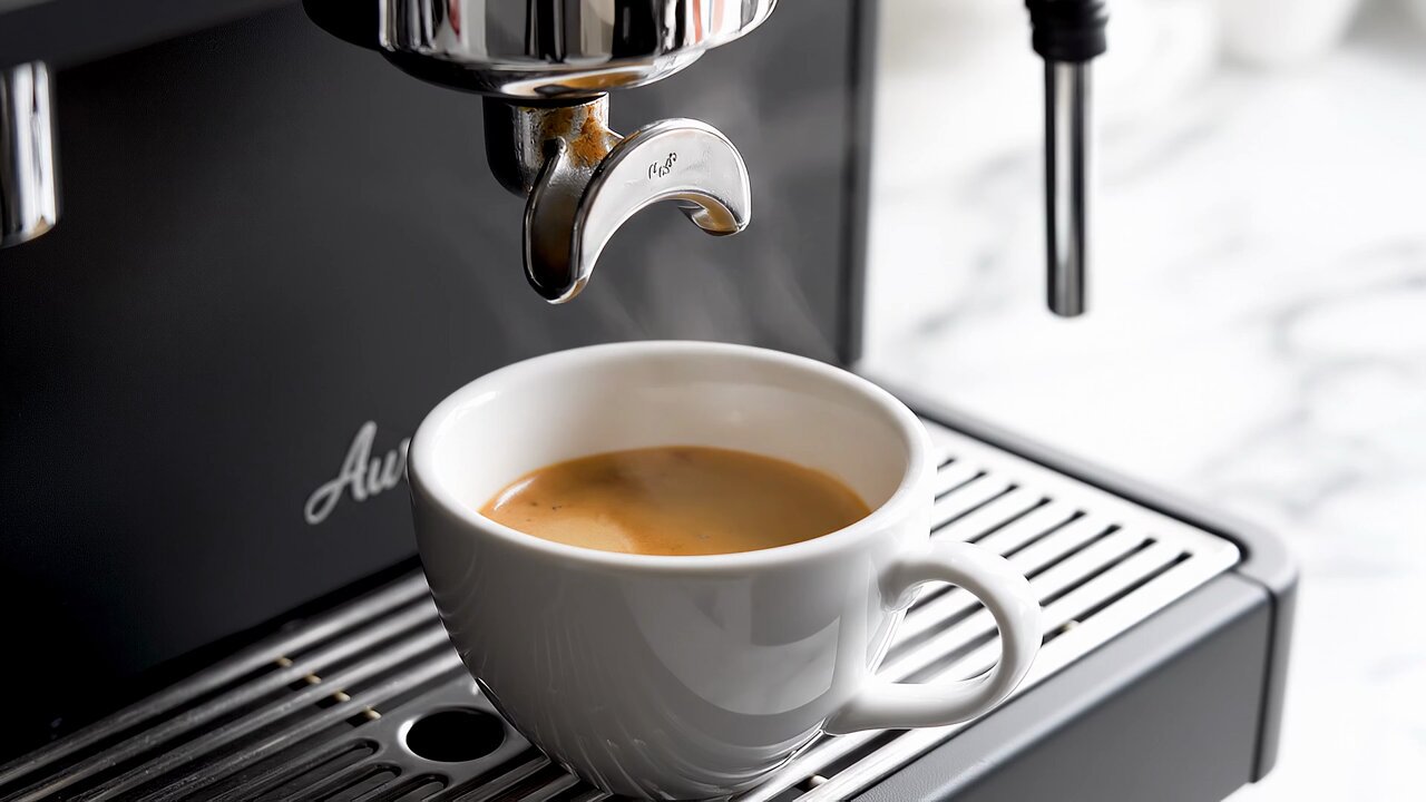 Detail of a Sleek Black Espresso Machine on a Marble Counter (video)؛ محتوای مرتبط هوش مصنوعی در Axeto