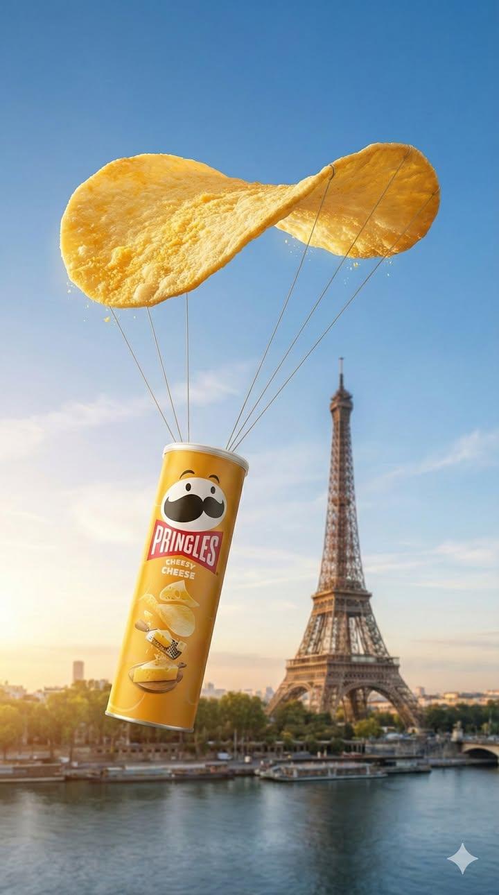 Surreal Cinematic Advertising Photo of Cheese Flavor Pringles Floating in the Sky (video)؛ محتوای مرتبط هوش مصنوعی در Axeto