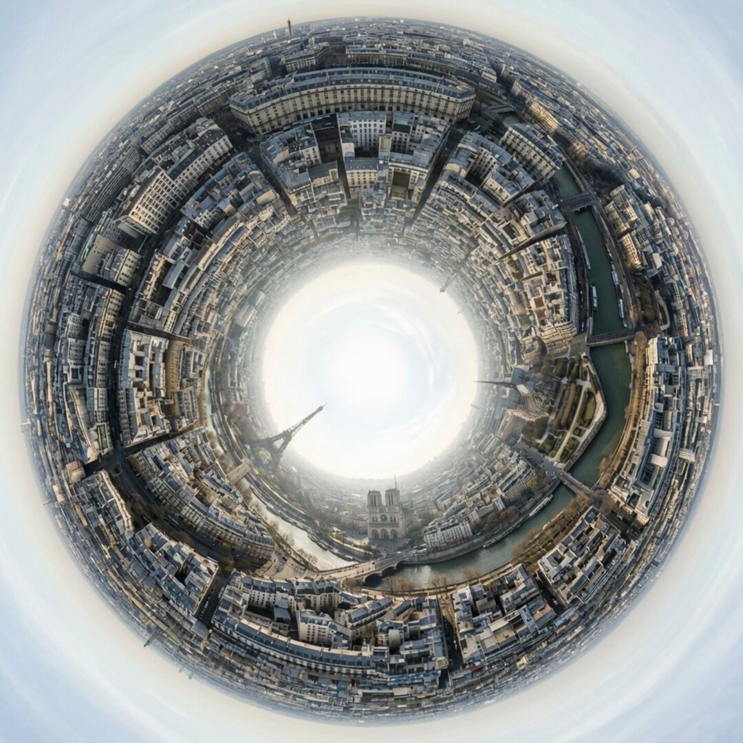 Paris VR Photography and Mathematical Art؛ عکس ساخته‌شده با هوش مصنوعی و پرامپت فارسی در Axeto
