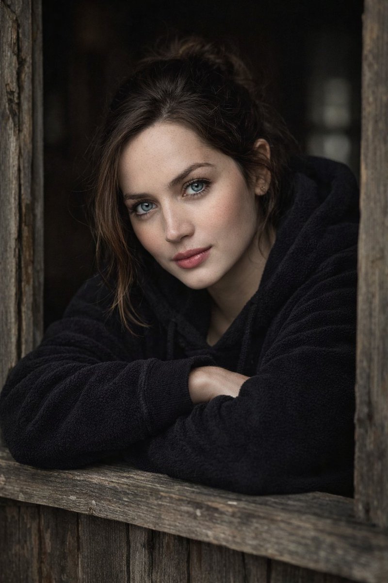 Ultra-realistic Cinematic Portrait of a Young Woman at a Rustic Wooden Window؛ محتوای مرتبط هوش مصنوعی در Axeto
