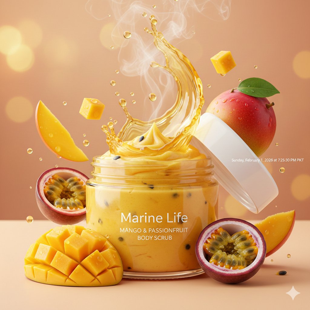Luxurious Tropical Body Scrub Product Photography (video)؛ محتوای مرتبط هوش مصنوعی در Axeto