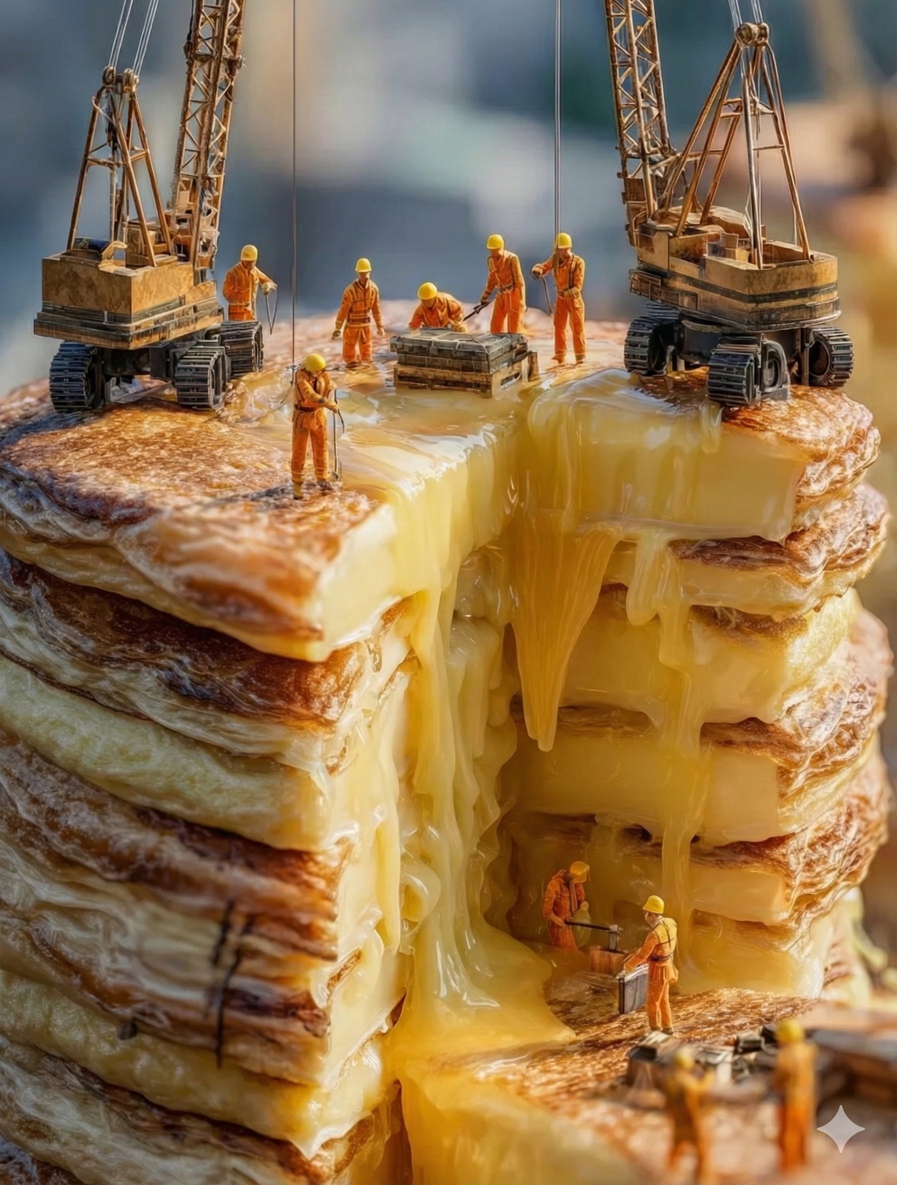 Ultra-realistic Giant Matcha Pancake Skyscraper؛ عکس ساخته‌شده با هوش مصنوعی و پرامپت فارسی در Axeto