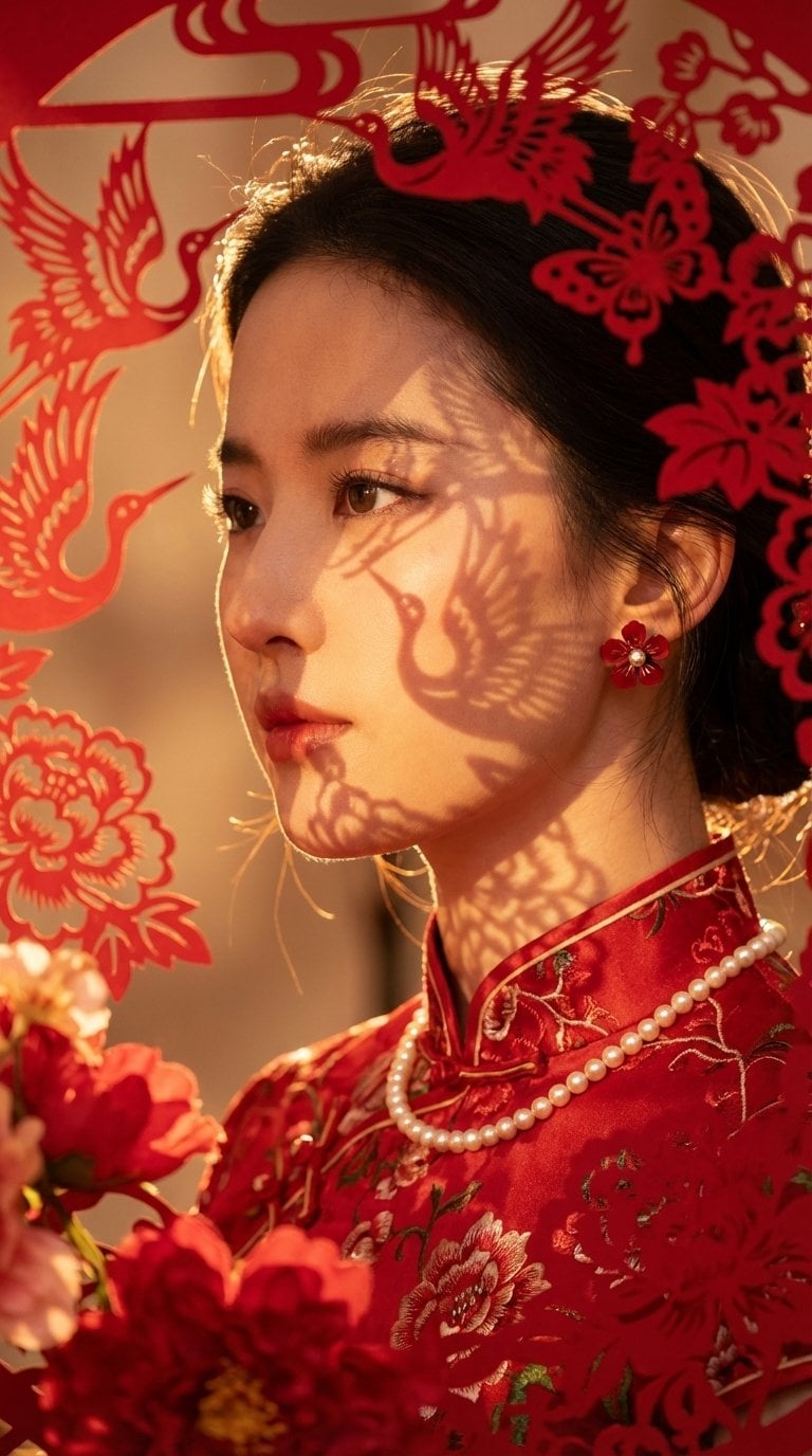 High-end Commercial Photography, New Chinese Style aesthetic, festive fashion bl…؛ پرامپت فارسی برای ساخت عکس با هوش مصنوعی