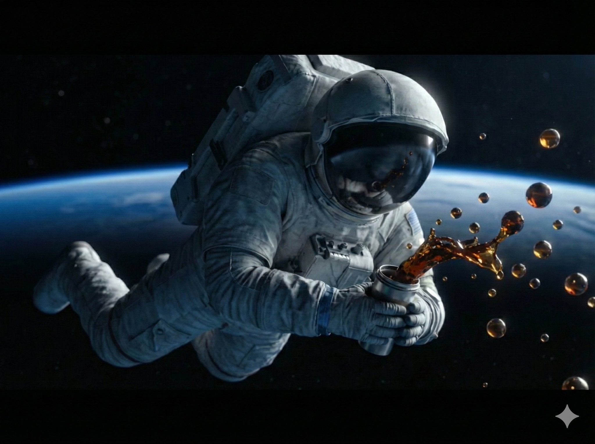 A high-detail, cinematic shot of an astronaut floating in outer space with the E…؛ پرامپت مشابه برای ساخت عکس با هوش مصنوعی
