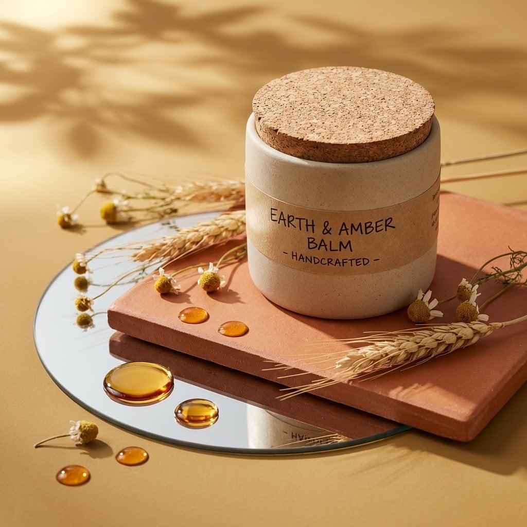 A high-end editorial studio photograph of a (PRODUCT FORM, e.g. bottle, jar, tub…؛ پرامپت فارسی برای ساخت عکس با هوش مصنوعی