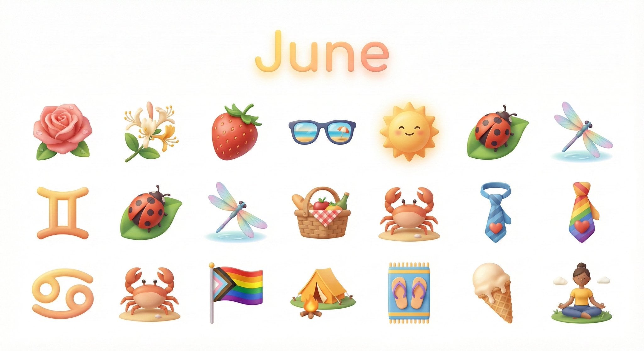 Create a collection of icons representing [Month] through objects, symbols, and …؛ عکس ساخته‌شده با هوش مصنوعی و پرامپت فارسی در Axeto