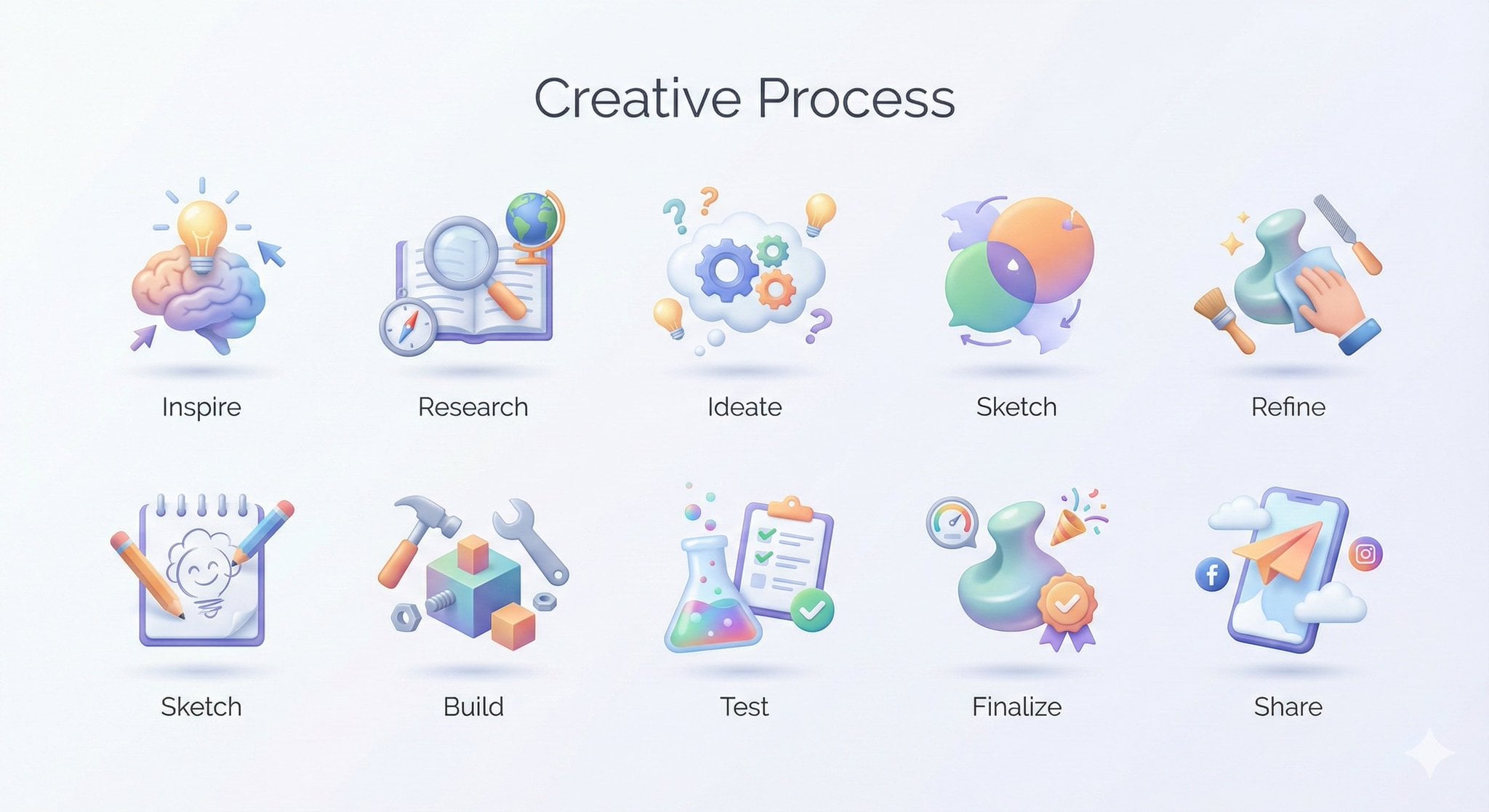 Create a collection of icons representing [ROUTINE / PROCESS / HABITS], with eac…؛ عکس ساخته‌شده با هوش مصنوعی و پرامپت فارسی در Axeto