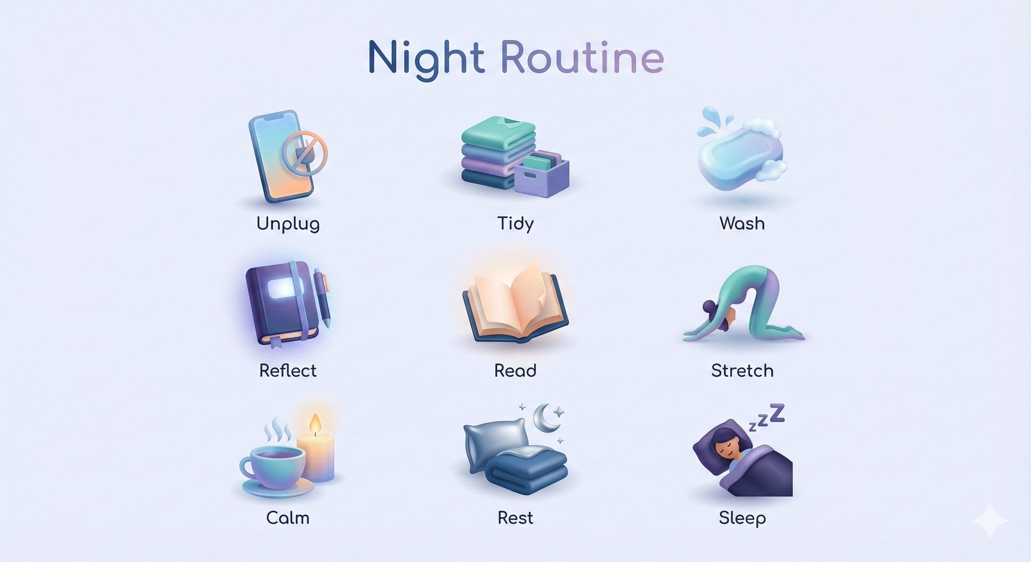 Create a collection of icons representing [ROUTINE / PROCESS / HABITS], with eac…؛ عکس ساخته‌شده با هوش مصنوعی و پرامپت فارسی در Axeto