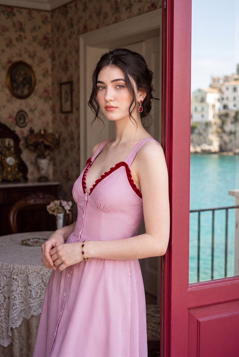 Photorealistic romantic European travel editorial portrait of a beautiful young …؛ پرامپت مشابه برای ساخت عکس با هوش مصنوعی